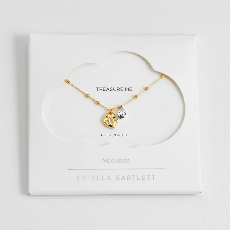 Triple Beaded Chain And Molton Pebbles Necklace - Gold Plated