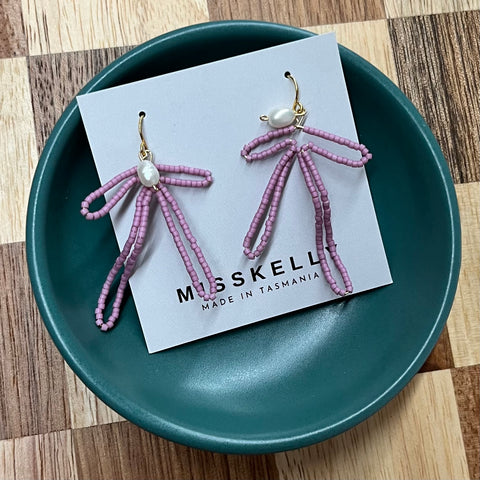 MissKelly Bow Hoops  - Dusty Pink