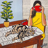 Cat Capers - Teatime (30 x 30cm) Deborah Lang