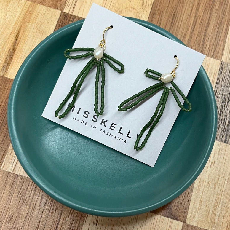 MissKelly Bow Hoops  - Khaki