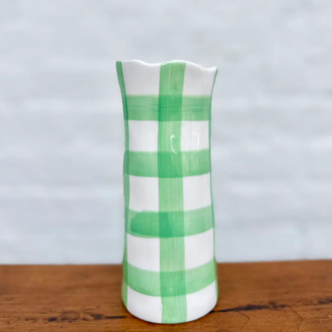 Small Vase - Mint Gingham