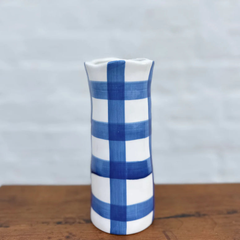 Small Vase - Classic Blue Gingham