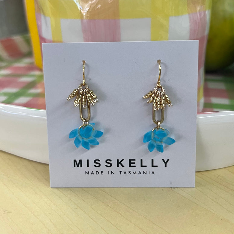 Garden Party Earrings  - Gold & Sky