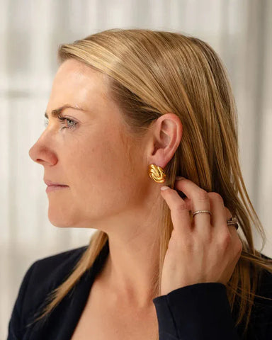 Sofia Gold Wave Stud Earrings