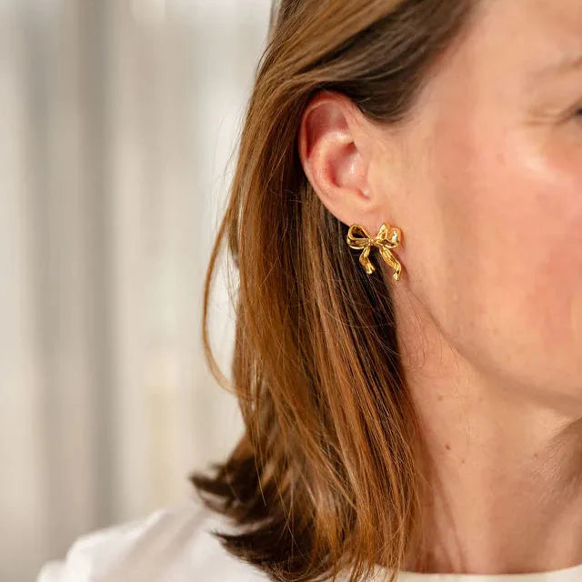 Juju Bow Stud Earrings in Gold