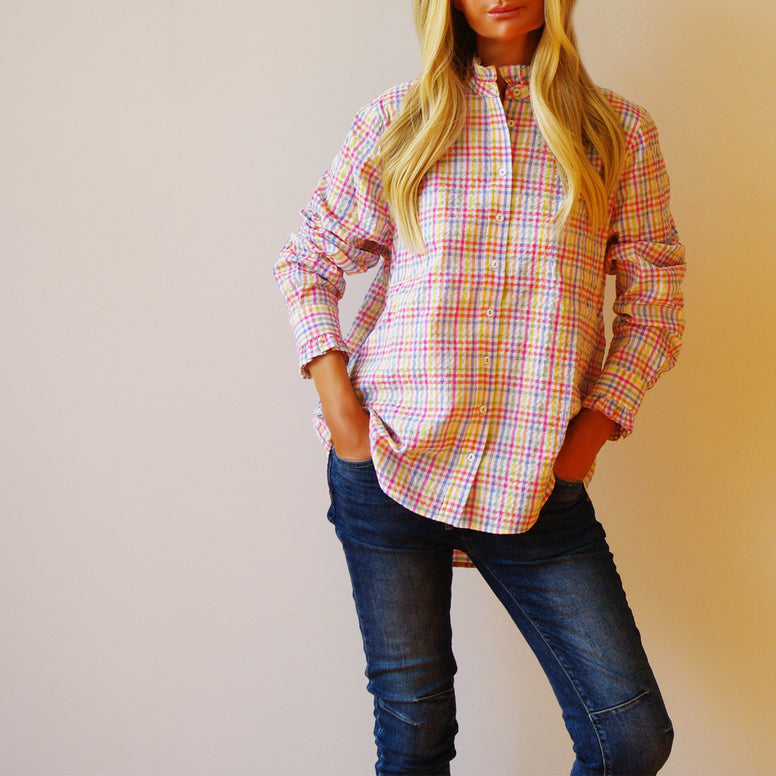 Gracie Cotton Shirt - Rainbow Gingham