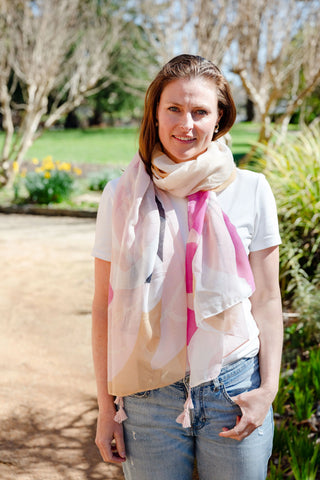 Felicity Pink Abstract Floral Lightweight Scarf