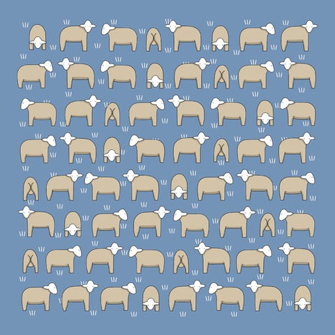 Sheep On Blue 100% Cotton Hanky