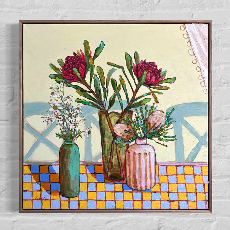 Our Kitchen Table Loves Flowers (64x64cm) Lauren Ward