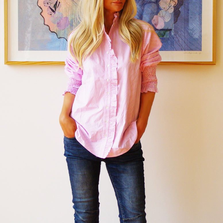 Poppy Shirt - Pink & White Stripe