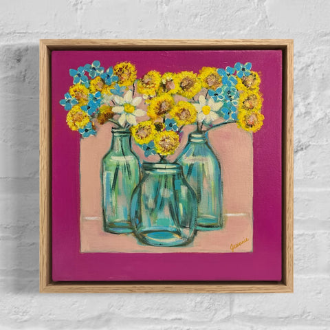 Yellow Paper Daisies (33x33cm) Jeannie's Art