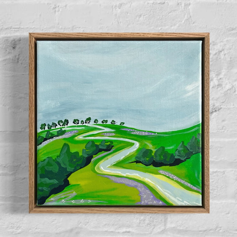 Green Hills (33x33cm) Rachael Stanford - The Curated Canvas