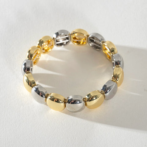 Gold Enamel Stacking Bracelet - Dotty Silver / Gold