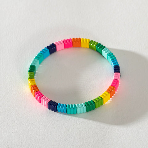 Colourful Enamel Stacking Bracelet - Rainbow Stripe Bright