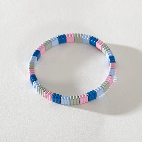 Colourful Enamel Stacking Bracelet - Rainbow Stripe Pastel