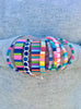 Colourful Enamel Stacking Bracelet - Rainbow Stripe Pink Green