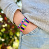 Colourful Enamel Stacking Bracelet - Rainbow Stripe Pink Blue Green