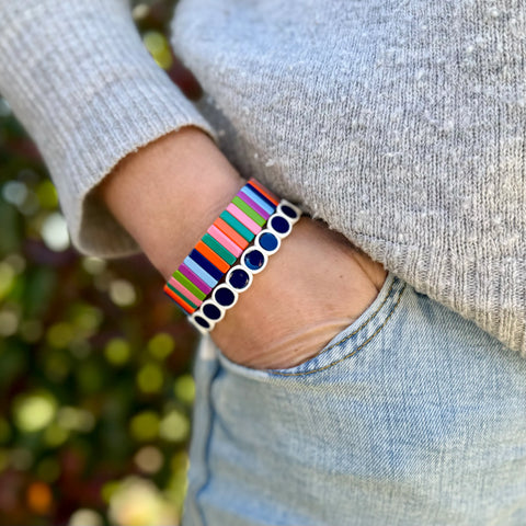 Colourful Enamel Stacking Bracelet - Matchstick Rainbow Thick