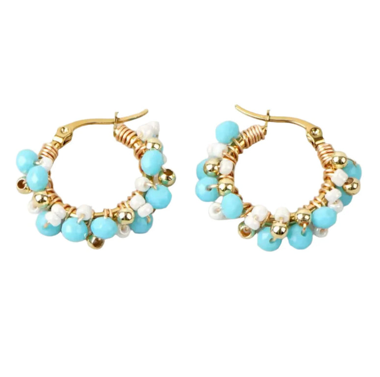 Small Bling Hoops - Baby Blue