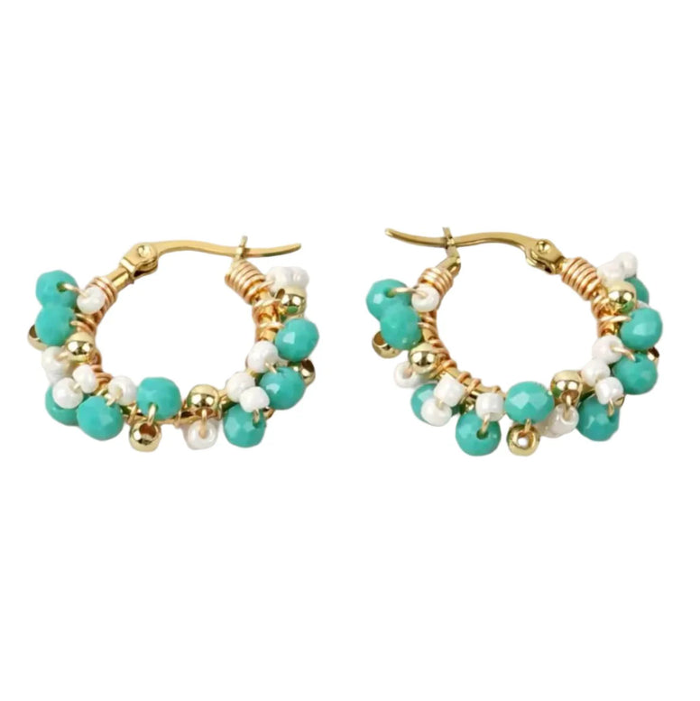 Small Bling Hoops - Turquoise