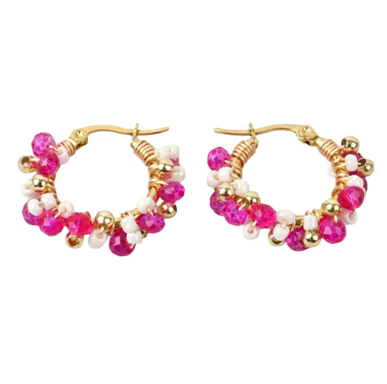 Small Bling Hoops - Hot Pink