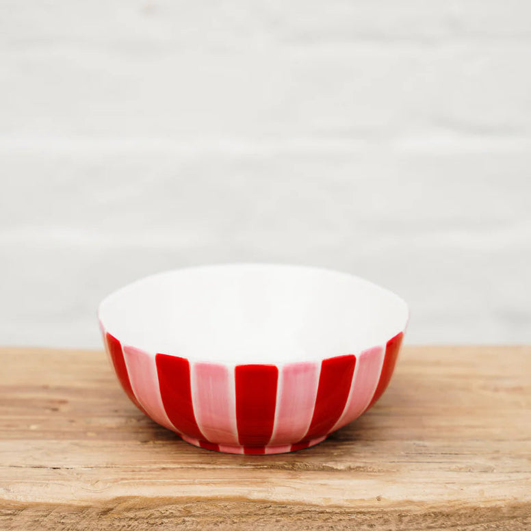 Medium Bowl - Pink and Red Stripe
