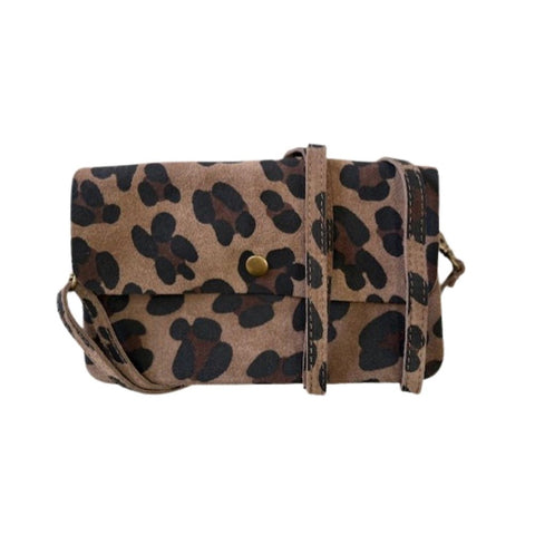Maison Fanli - Line Suede Clutch Cross Body Bag - Leopard