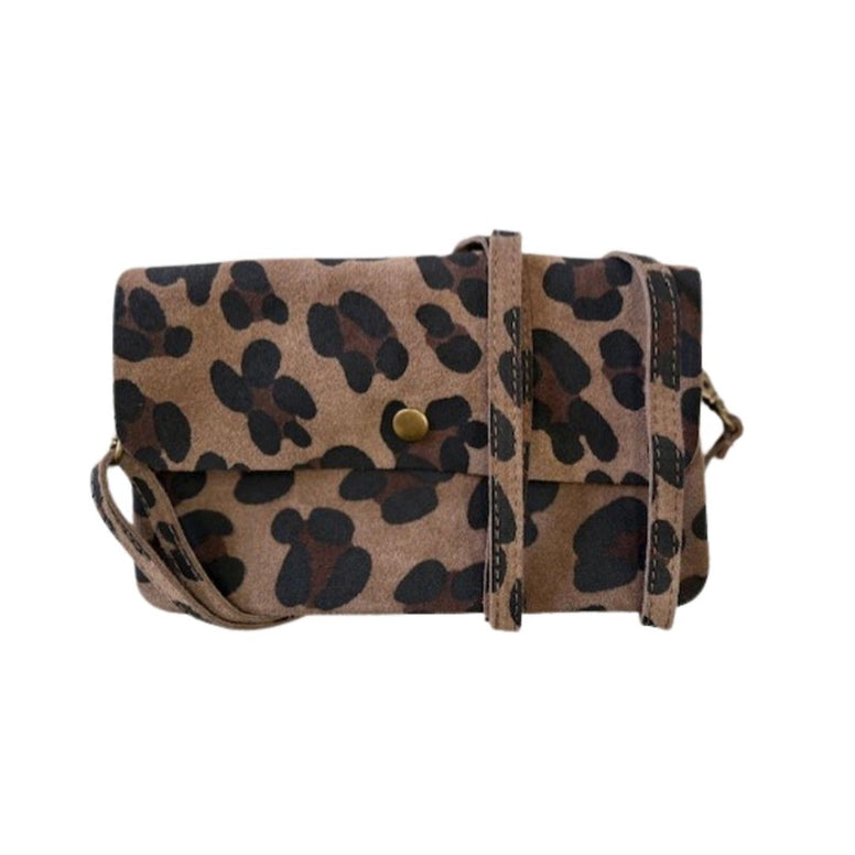 Maison Fanli - Line Suede Clutch Cross Body Bag - Leopard