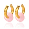 Astrid Hoop Earrings with Soft Pink Stone Bead