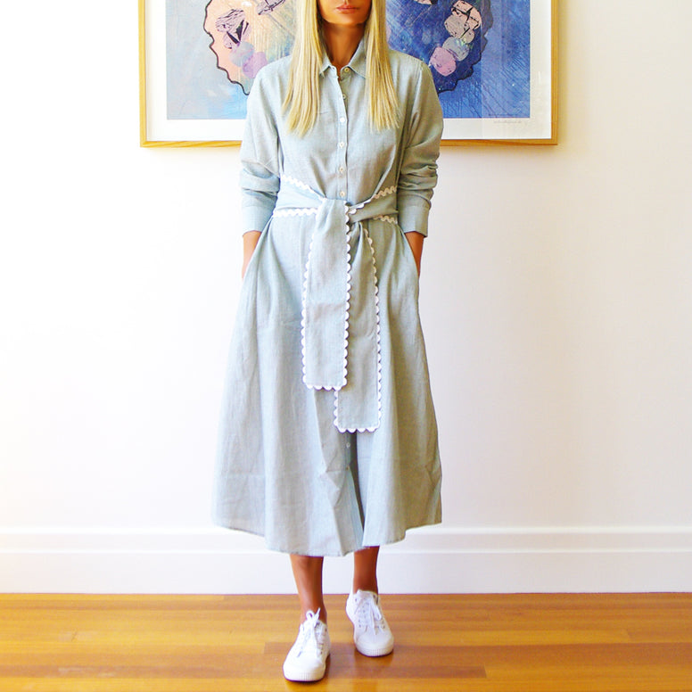 Lillie Sage & White Linen Mix Dress