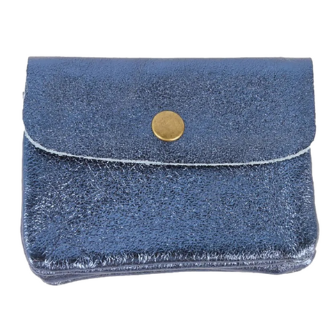 Maison Fanli Coin Purse - Metallic Blue Jeans