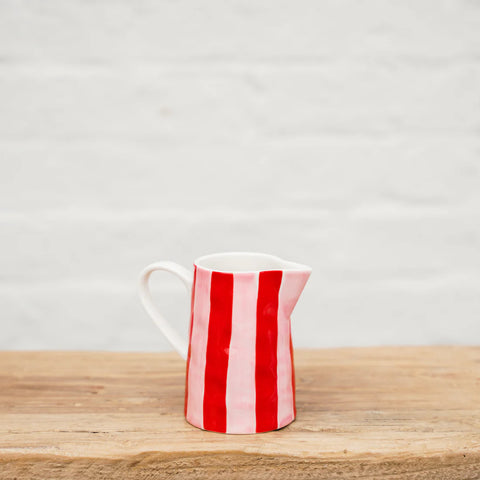 Milk Jug - Pink and Red Stripe