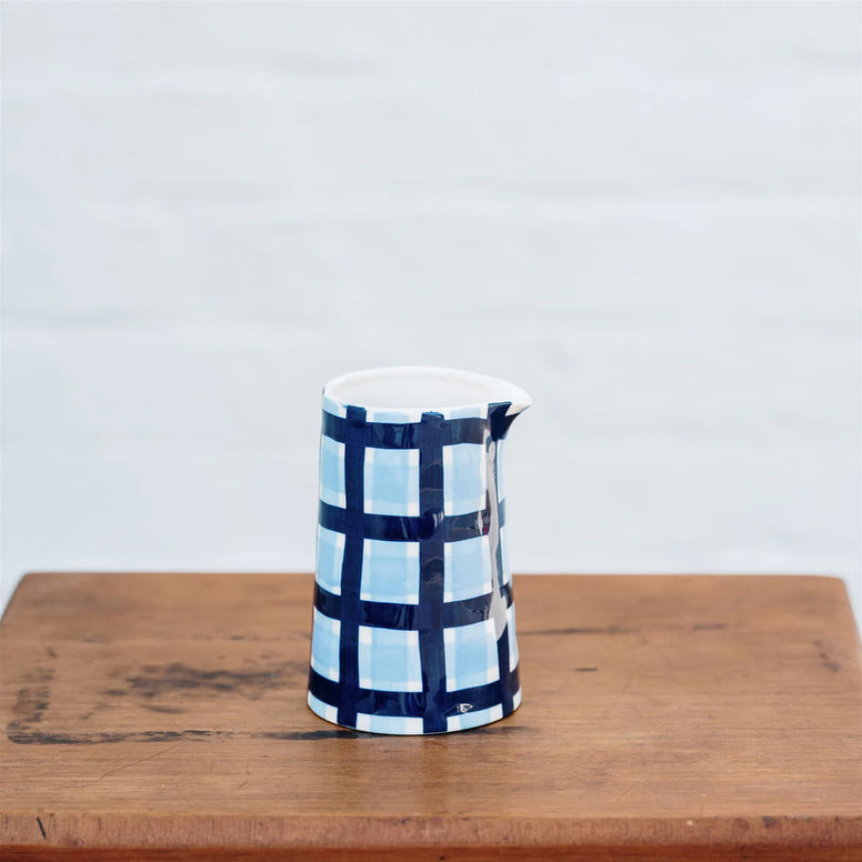 Milk Jug - Navy & Blue Gingham