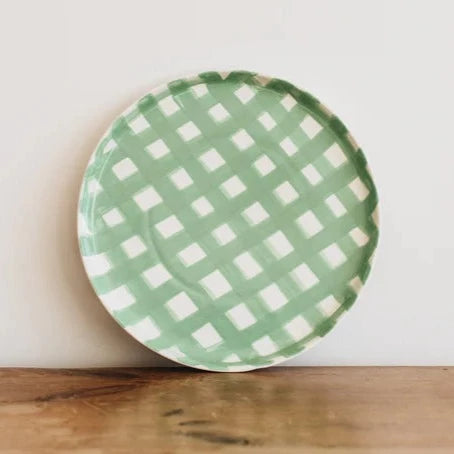 MINT GREEN GINGHAM PLATTER