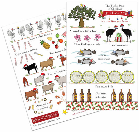 The 12 Days of Christmas (QLD) Christmas Cards 10 Pack