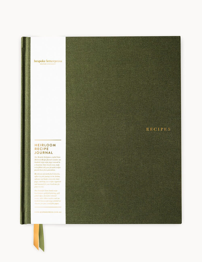 Heirloom Recipe Book Journal - Basil Green