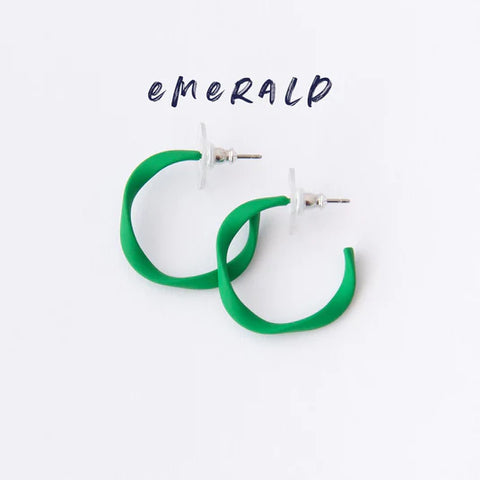 Everyday Twisted Mini Hoop Earrings - Emerald