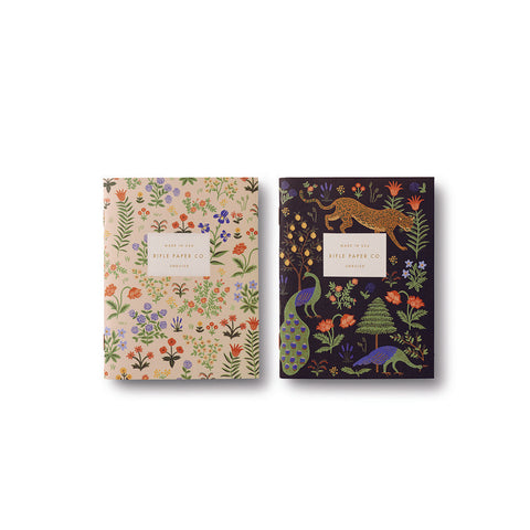 RIFLE PAPER CO - PACK OF 2 STITCHED NOTEBOOKS - PLAIN - POCKET - MENAGERIE