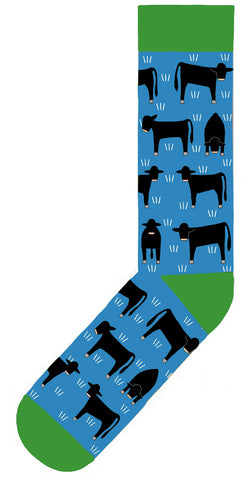 Angus On Blue Cotton Socks