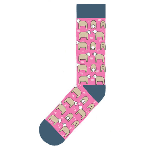 Sheep On Pink Cotton Socks