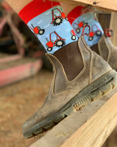 Red Tractors Cotton Socks