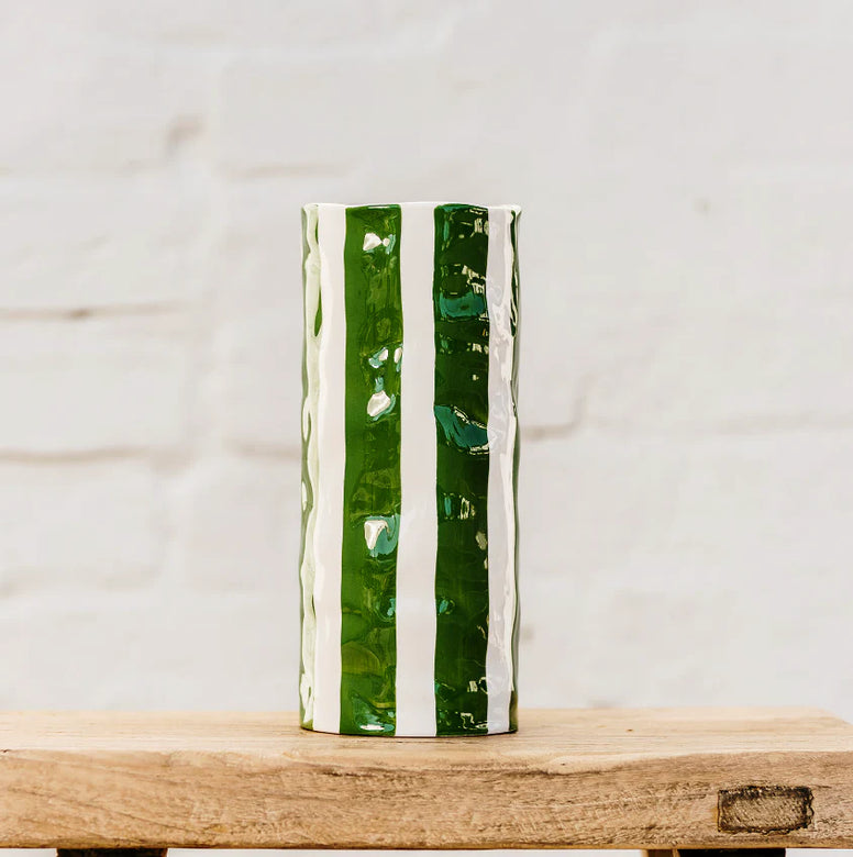 Medium Vase - Dark Green Stripe