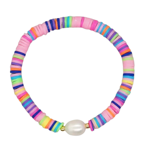 Electric Rainbow Heishi Large Pearl Bracelet