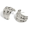 Thea Silver Ribbed Hoop Earrings