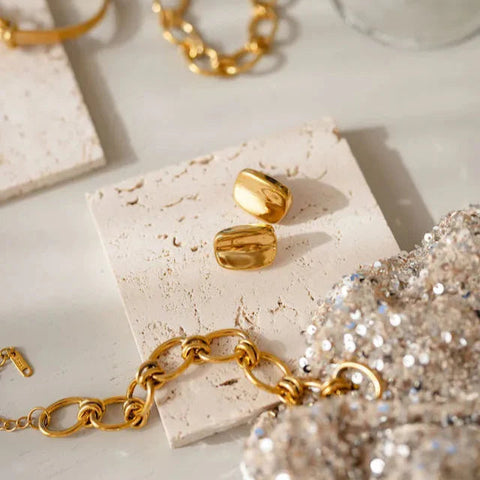 Grace Gold Sculpted Stud Earrings
