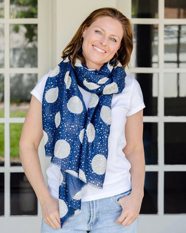Odette Spot in Navy Autumn/Winter Scarf