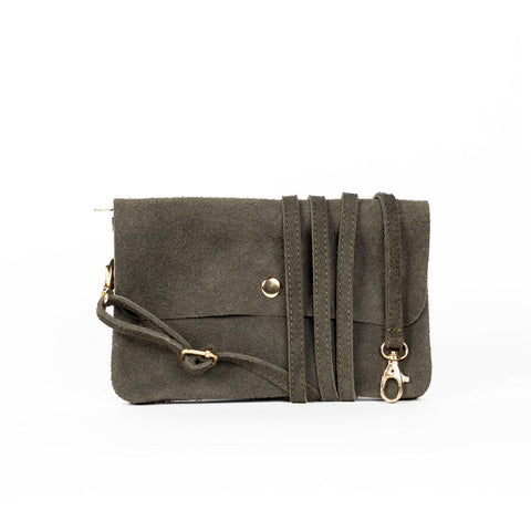 Maison Fanli - Line Suede Clutch Cross Body Bag - Khaki