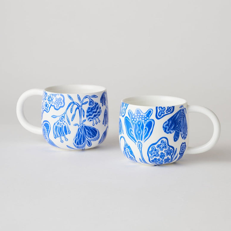 Angus & Celeste Sunny Day Mugs Two Set - Cobalt Garden