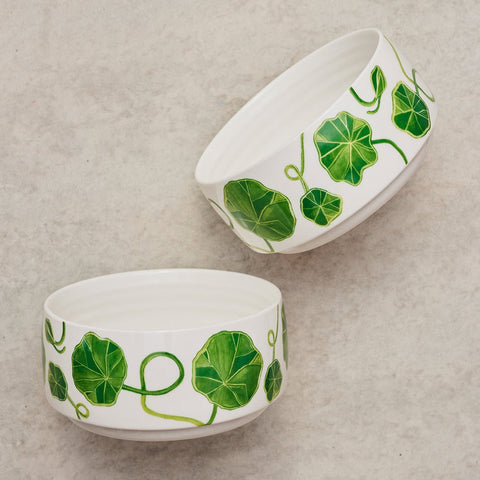 Angus & Celeste Sunny Day Stackable Bowls Two Set - Green Nasturtium