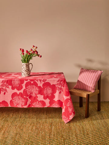 Jardin Pink Linen Tablecloth